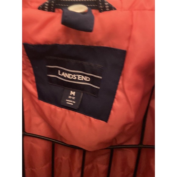 Lands End M 10-12 Blue Pink Stars Hood Full Zip Jacket Coat - Picture 3 of 6